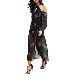 River Island Cold Shoulder Floral Midi Dress